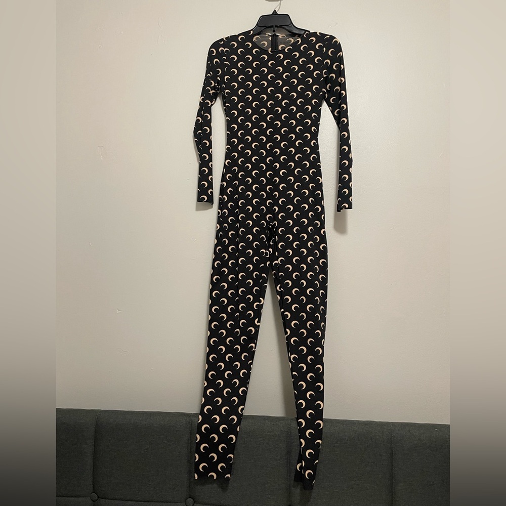 Marine Serre Nude Moon Crescent on Black Jumpsuit